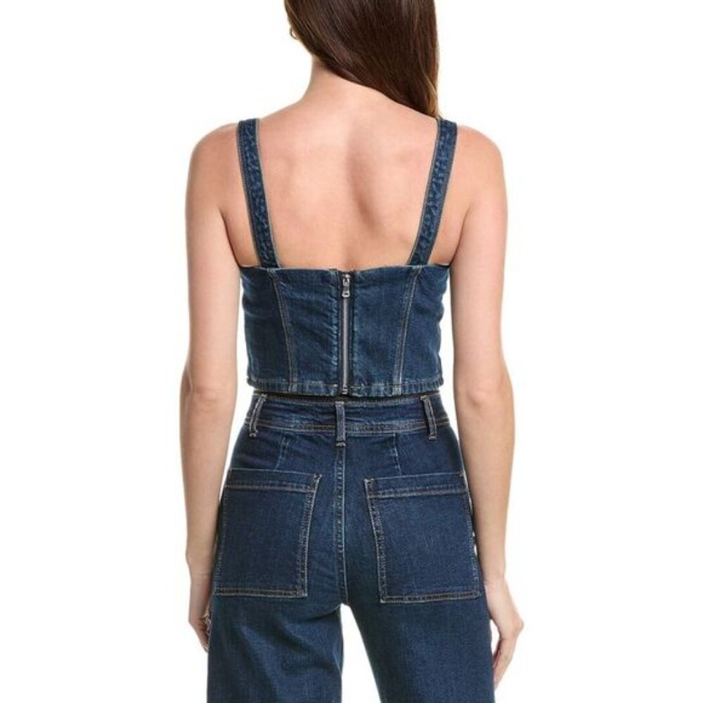 NWT Paige Guilia Denim Corset Crop Top in Sketchbook Blue 4 - Picture 13 of 13